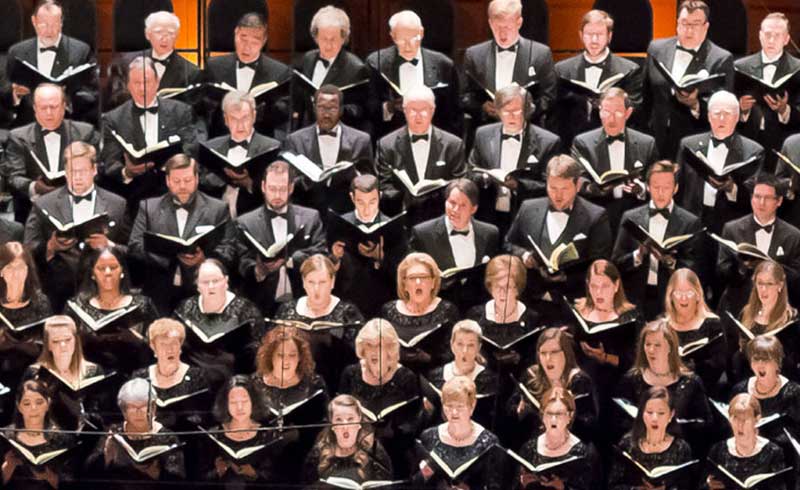 Houston Symphony Chorus performing Carmina Burana during 17–18 season.