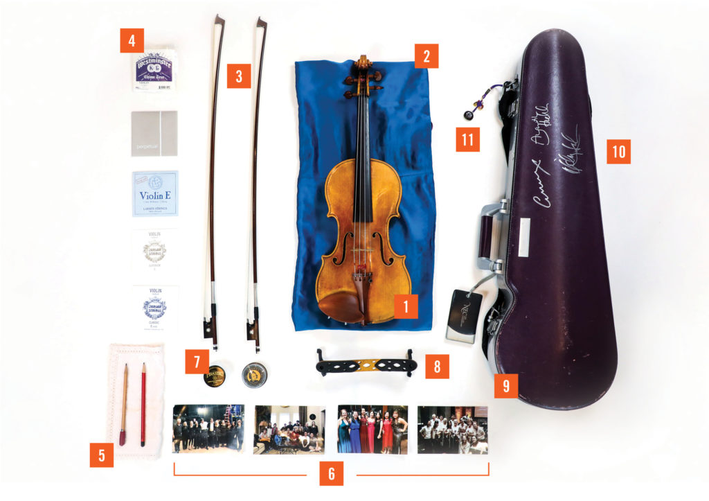 MuChen Hsieh violin case and contents.