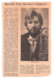 Newspaper clipping of musician.